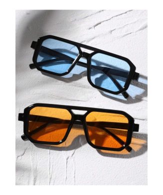 SHEIN - Lunettes de soleil carrées rétro – verres teintés multicolores UV400