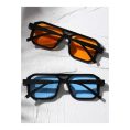 SHEIN – Lunettes de soleil carrées rétro – verres teintés multicolores UV400 3