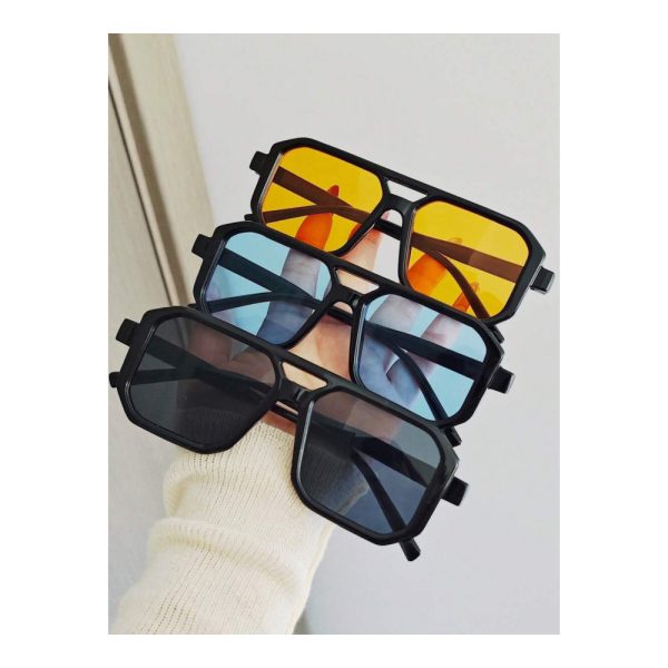 SHEIN – Lunettes de soleil carrées rétro – verres teintés multicolores UV400 5