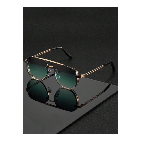 SHEIN – Lunettes de soleil aviateur double pont – noir et doré 4