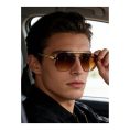 SHEIN – Lunettes de soleil aviateur double pont – noir et doré 5