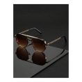 SHEIN – Lunettes de soleil aviateur double pont – noir et doré 6