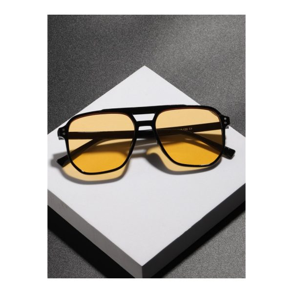 SHEIN – Lunettes de soleil carrées oversize – verres jaune citron