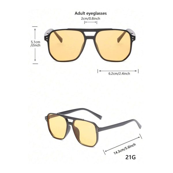 SHEIN – Lunettes de soleil carrées oversize – verres jaune citron 4