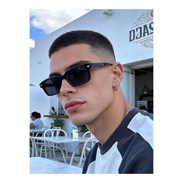 SHEIN – Lunettes de soleil carrées rétro – monture noire