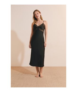 ETAM - Nuisette longue satinée – Noir