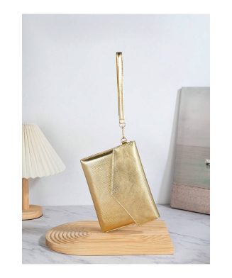 SHEIN - Pochette plissée dorée en PU – soirée