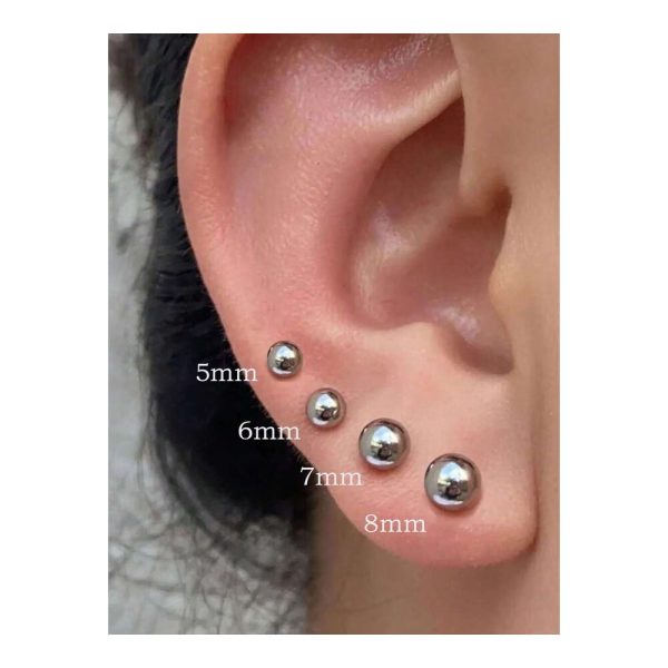 SHEIN - Lot de 4 paires de boucles d’oreilles boule – acier inoxydable 3