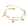 SHEIN - Bracelet double chaîne bohème – trèfle à quatre feuilles 1