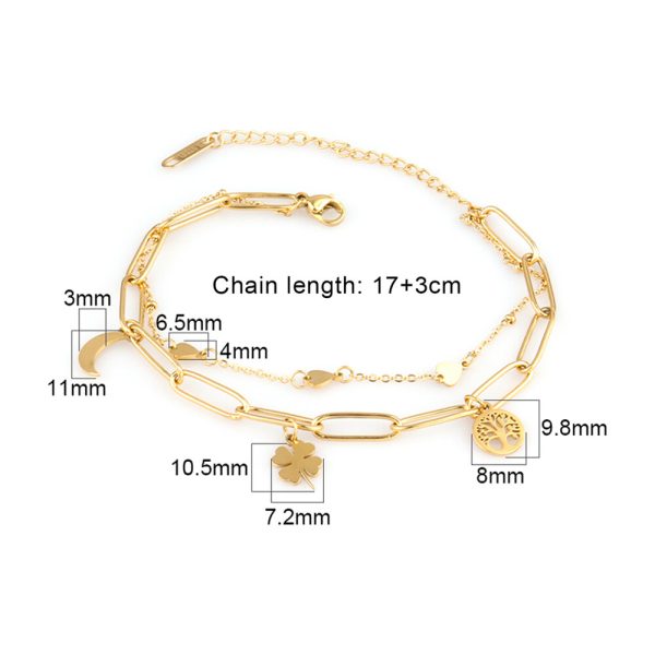 SHEIN - Bracelet double chaîne bohème – trèfle à quatre feuilles 2 SHEIN - Bracelet double chaîne bohème – trèfle à quatre feuilles 2