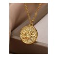 SHEIN - Collier pendentif médaille soleil gravé – acier inoxydable 1
