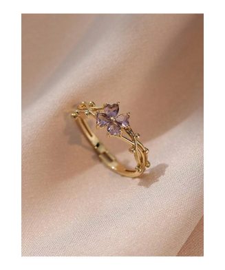 SHEIN - Bague ouverte trèfle à quatre feuilles – zircone