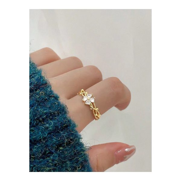 SHEIN - Bague ouverte trèfle à quatre feuilles – zircone 2