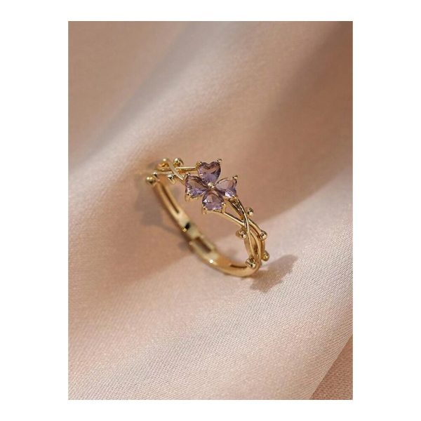 SHEIN - Bague ouverte trèfle à quatre feuilles – zircone 3