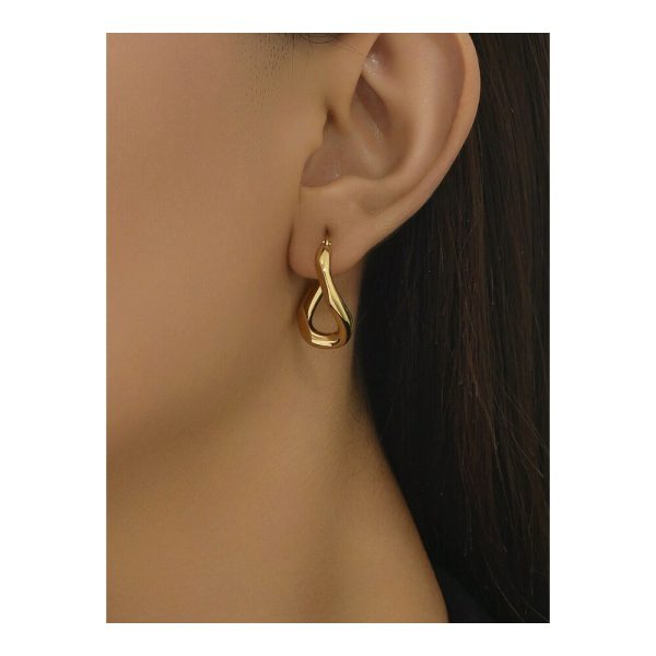 SHEIN - Boucles d’oreilles torsadées polies – acier inoxydable doré 2