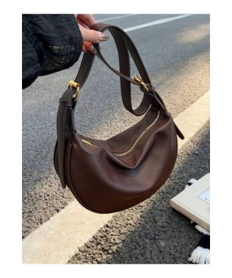SHEIN - Sac bandoulière hobo en PU – café