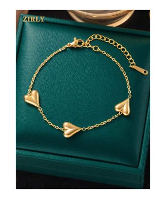 SHEIN - Bracelet cœurs – acier inoxydable doré