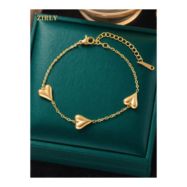 SHEIN - Bracelet cœurs – acier inoxydable doré 1