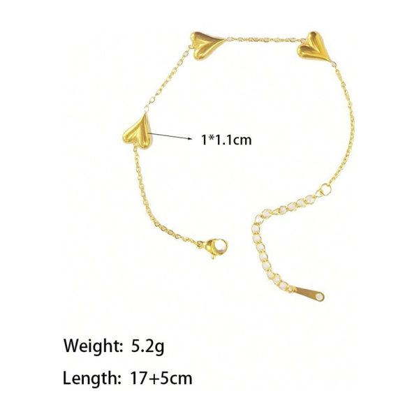 SHEIN - Bracelet cœurs – acier inoxydable doré 2