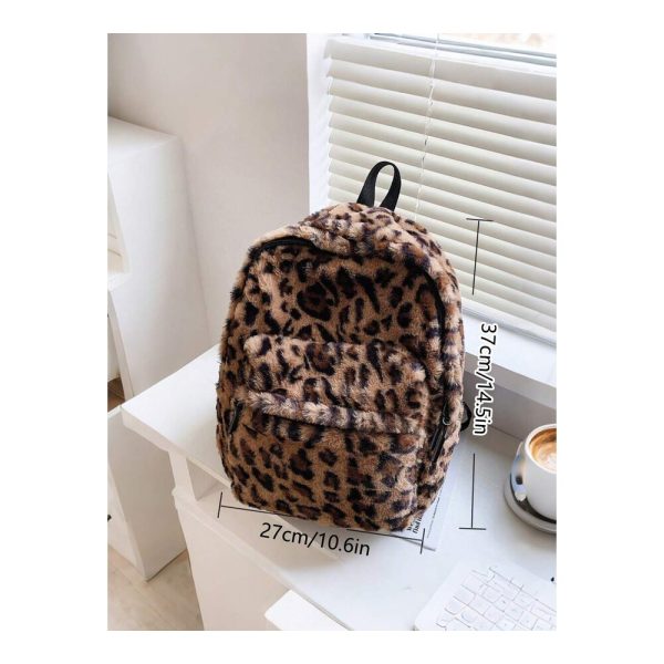 SHEIN - Sac à dos en peluche à motif léopard – grande capacité 2