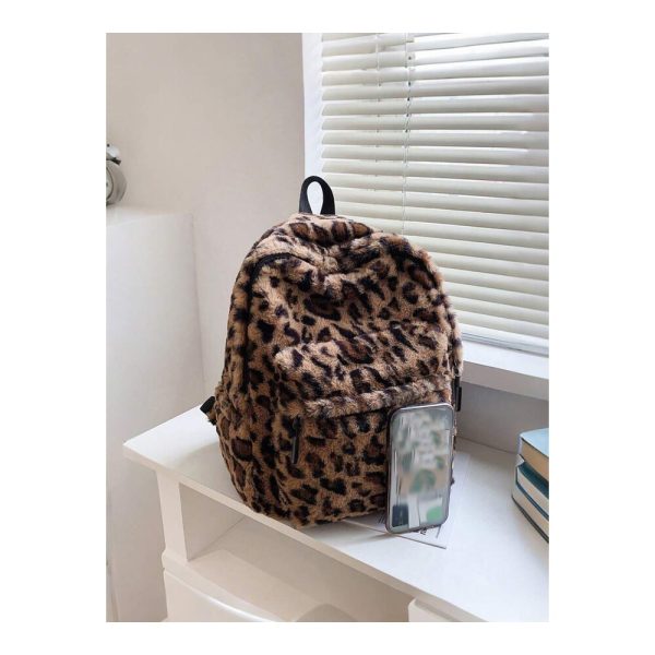 SHEIN - Sac à dos en peluche à motif léopard – grande capacité 3