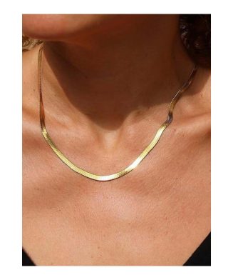 SHEIN - Chaîne collier serpent plate 3 mm – acier inoxydable 304 plaqué or 18K