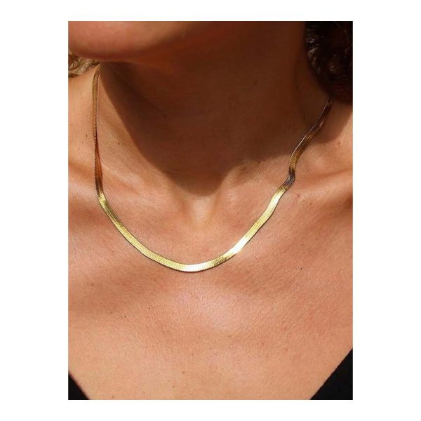 SHEIN - Chaîne collier serpent plate 3 mm – acier inoxydable 304 plaqué or 18K 1 SHEIN - Chaîne collier serpent plate 3 mm – acier inoxydable 304 plaqué or 18K 1