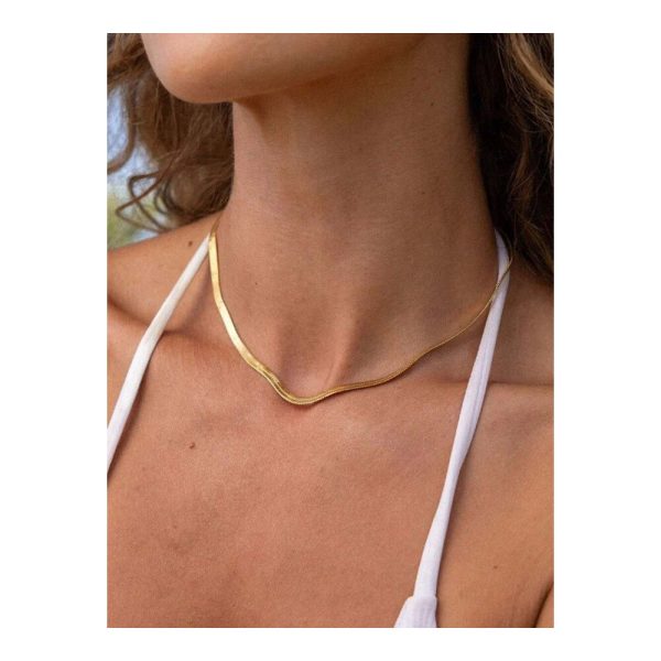 SHEIN - Chaîne collier serpent plate 3 mm – acier inoxydable 304 plaqué or 18K 2 SHEIN - Chaîne collier serpent plate 3 mm – acier inoxydable 304 plaqué or 18K 2