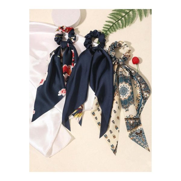 SHEIN - Set de 3 foulard satin, bandeau et chouchous – bleu marine 2