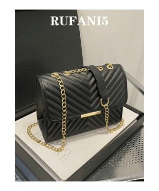 SHEIN - Sac à bandoulière matelassé avec chaîne – noir