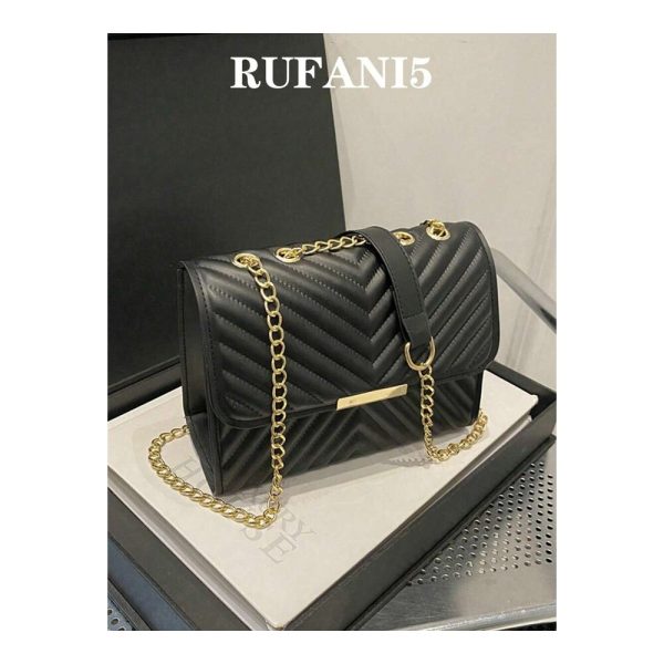 SHEIN - Sac à bandoulière matelassé avec chaîne – noir 1
