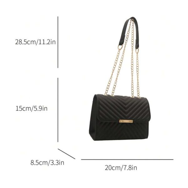 SHEIN - Sac à bandoulière matelassé avec chaîne – noir 3