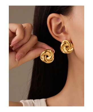 SHEIN - Boucles d’oreilles à tige nœud – acier inoxydable vintage