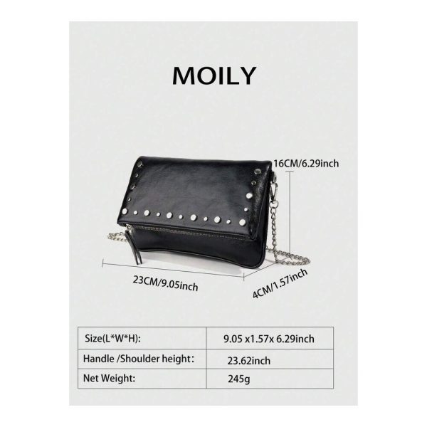 SHEIN - Sac carré à rivets avec chaîne – noir style punk 2