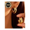 SHEIN - Boucles d’oreilles créoles triple couche – acier inoxydable 316L 1