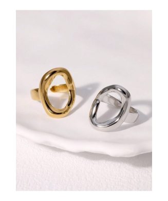 SHEIN - Bague ouverte ovale minimaliste – acier inoxydable