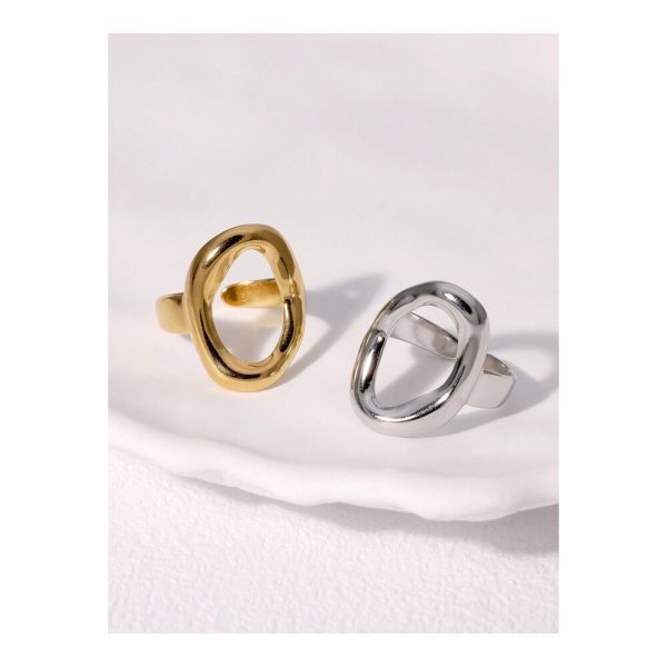 SHEIN - Bague ouverte ovale minimaliste – acier inoxydable 1