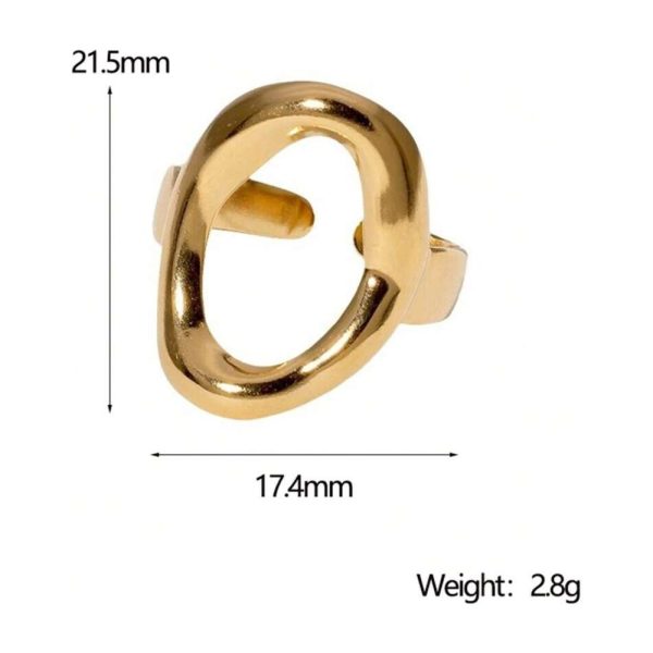 SHEIN - Bague ouverte ovale minimaliste – acier inoxydable 2