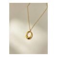 SHEIN - Collier long pendentif ovale creux – acier inoxydable plaqué or 18K 3