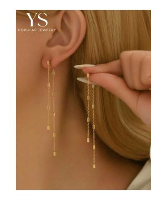 SHEIN - Boucles d’oreilles pendantes à longues franges – acier inoxydable