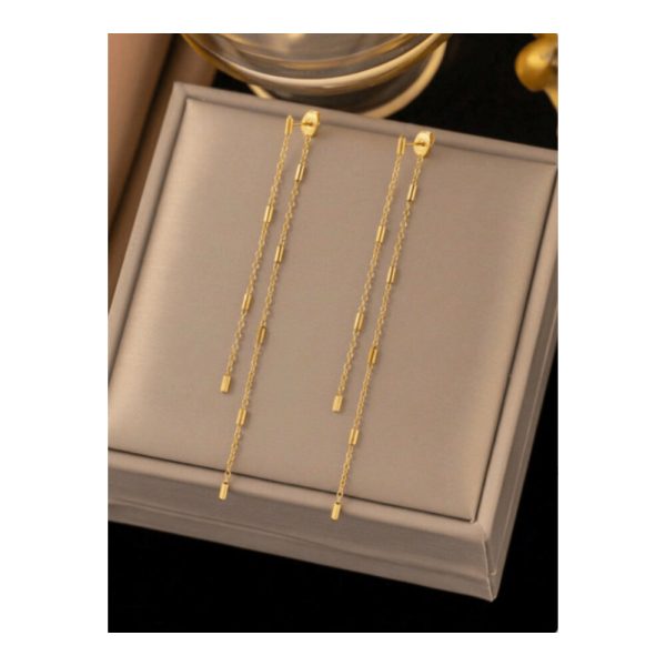 SHEIN - Boucles d’oreilles pendantes à longues franges – acier inoxydable 2