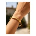 SHEIN - Bracelet manchette ondulé – acier inoxydable doré 1