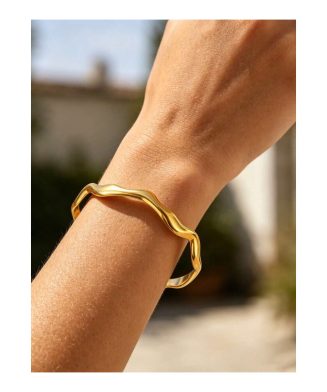 SHEIN - Bracelet manchette ondulé – acier inoxydable doré