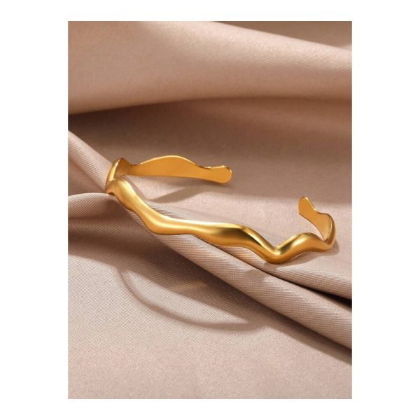 SHEIN - Bracelet manchette ondulé – acier inoxydable doré 3
