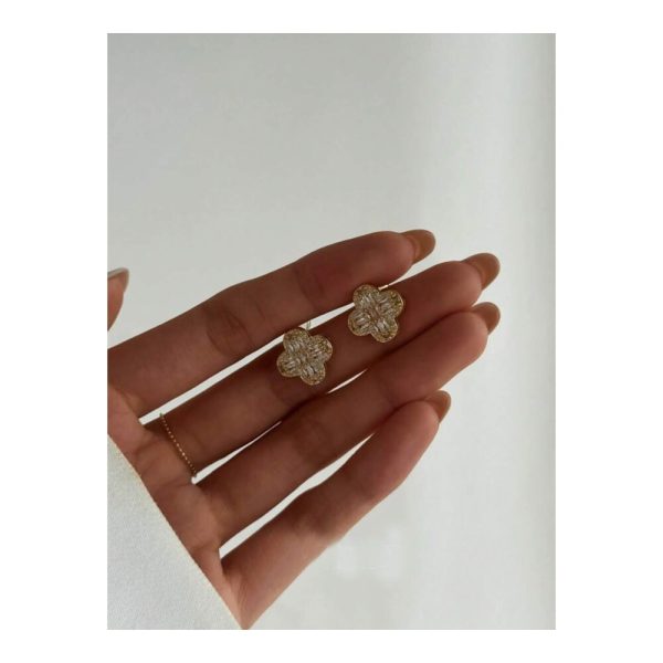 SHEIN - Boucles d’oreilles trèfle à quatre feuilles – plaquées or 2