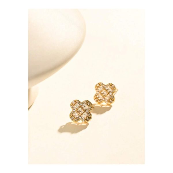 SHEIN - Boucles d’oreilles trèfle à quatre feuilles – plaquées or 3