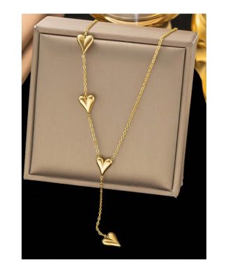 SHEIN - Collier pendentif cœur à franges – acier inoxydable doré