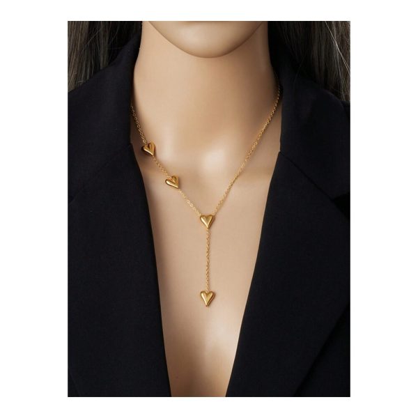SHEIN - Collier pendentif cœur à franges – acier inoxydable doré 2