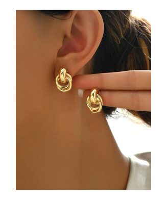 SHEIN - Boucles d’oreilles torsadées dorées – style minimaliste