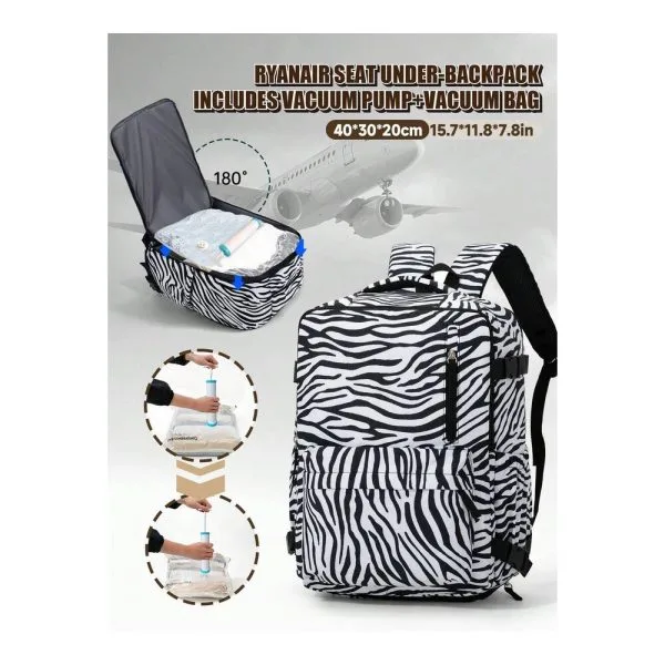 SHEIN - Sac à dos de voyage cabine à rayures zébrées – compartiment ordinateur 1 SHEIN - Sac à dos de voyage cabine à rayures zébrées – compartiment ordinateur 1